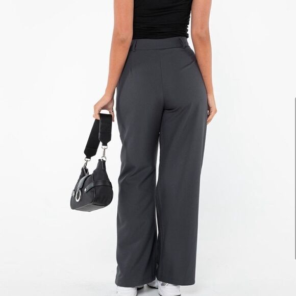 Princess Polly Archer Pants 30" Wide Leg Trouser Slate Gray - Picture 5 of 14